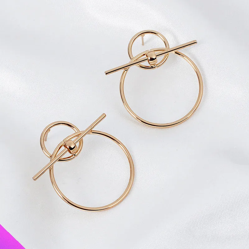 Exaggerated large circle bar combination earrings fashion popular girl lady jewelry 2 color gift 2024 new