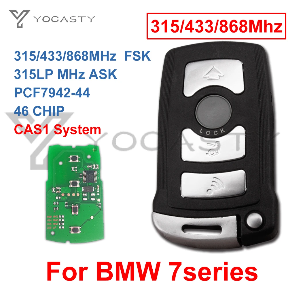 

YOCASTY 4 Button Remote Control Car Key Fob 315MHz 433MHz 868MHz ID7944 LX8766S LX8766S For BMW 7 Series E65 E66 E38 E39 CAS1