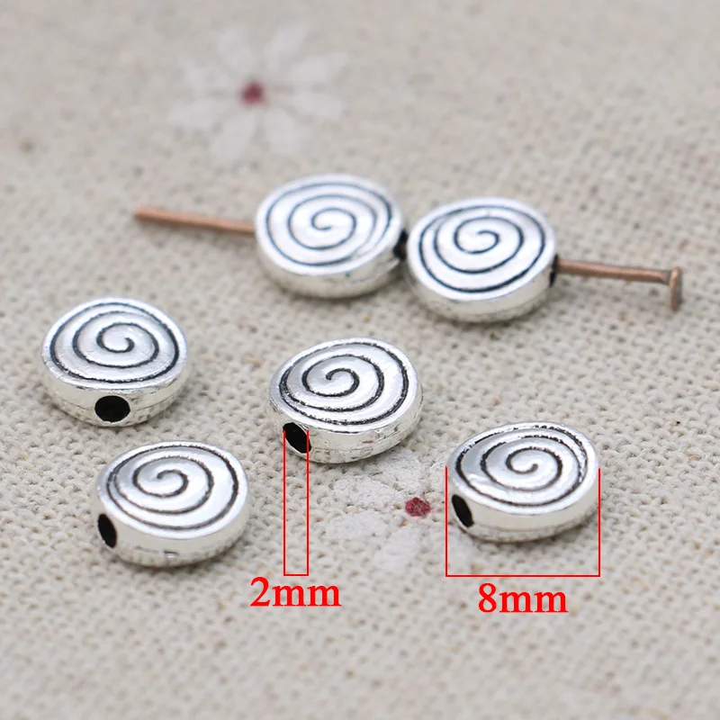 20pcs Antique Silver plated Swirl Spacer Beads for Jewelry Making Bracelet Accessories DIY Handmade Findings 8x3mm