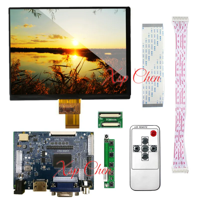 8 Inch  HJ080IA-01E / HE080IA-01D 1024x768 IPS LCD Screen Display with VGA + HDMI-Compatible Driver Controller Board Kit