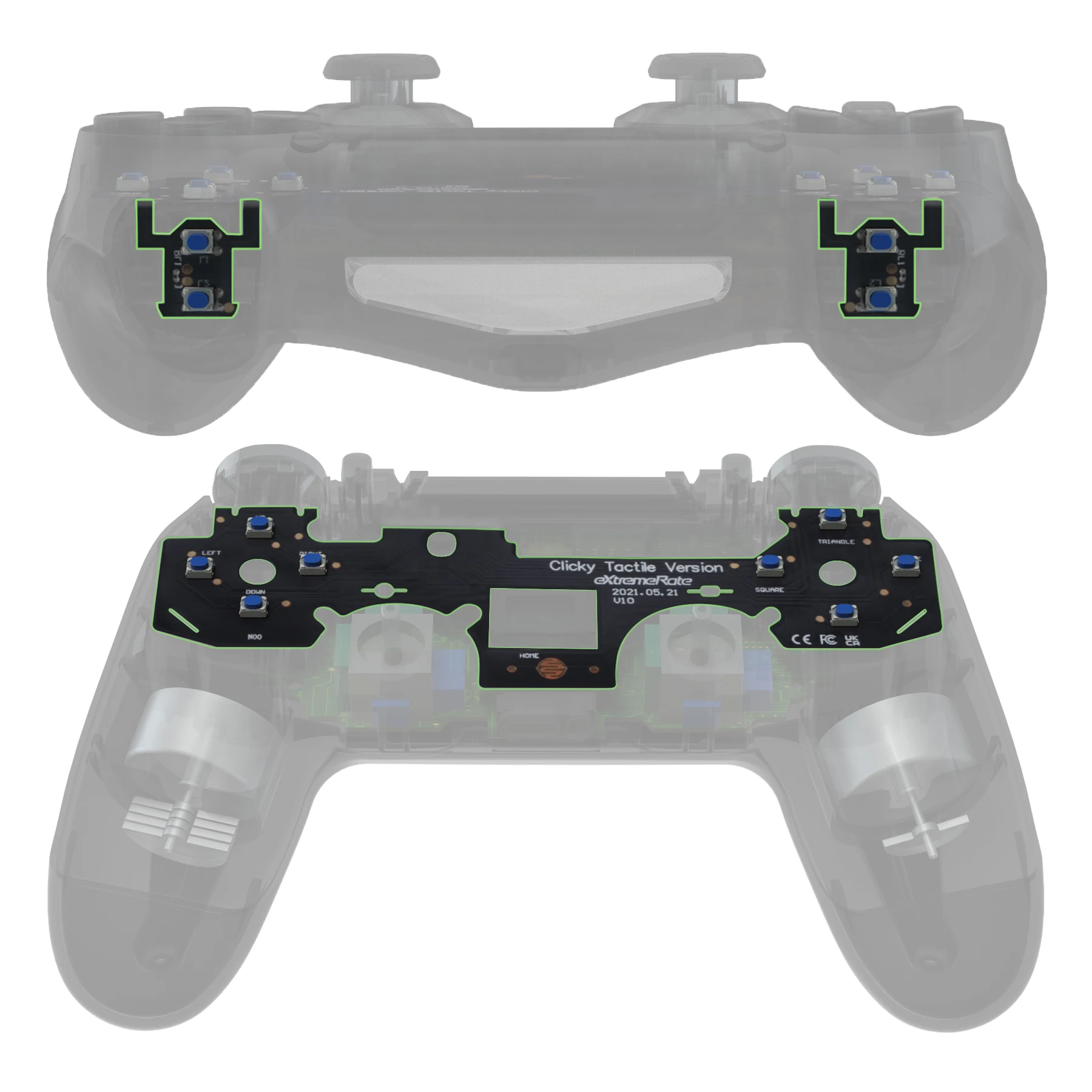 eXtremeRate WHOLE TACTILE Clicky Kit Face Dpad Buttons Flashshot Stop Flex Cable Mouse Click Kit for ps4 Controller CUH-ZCT2