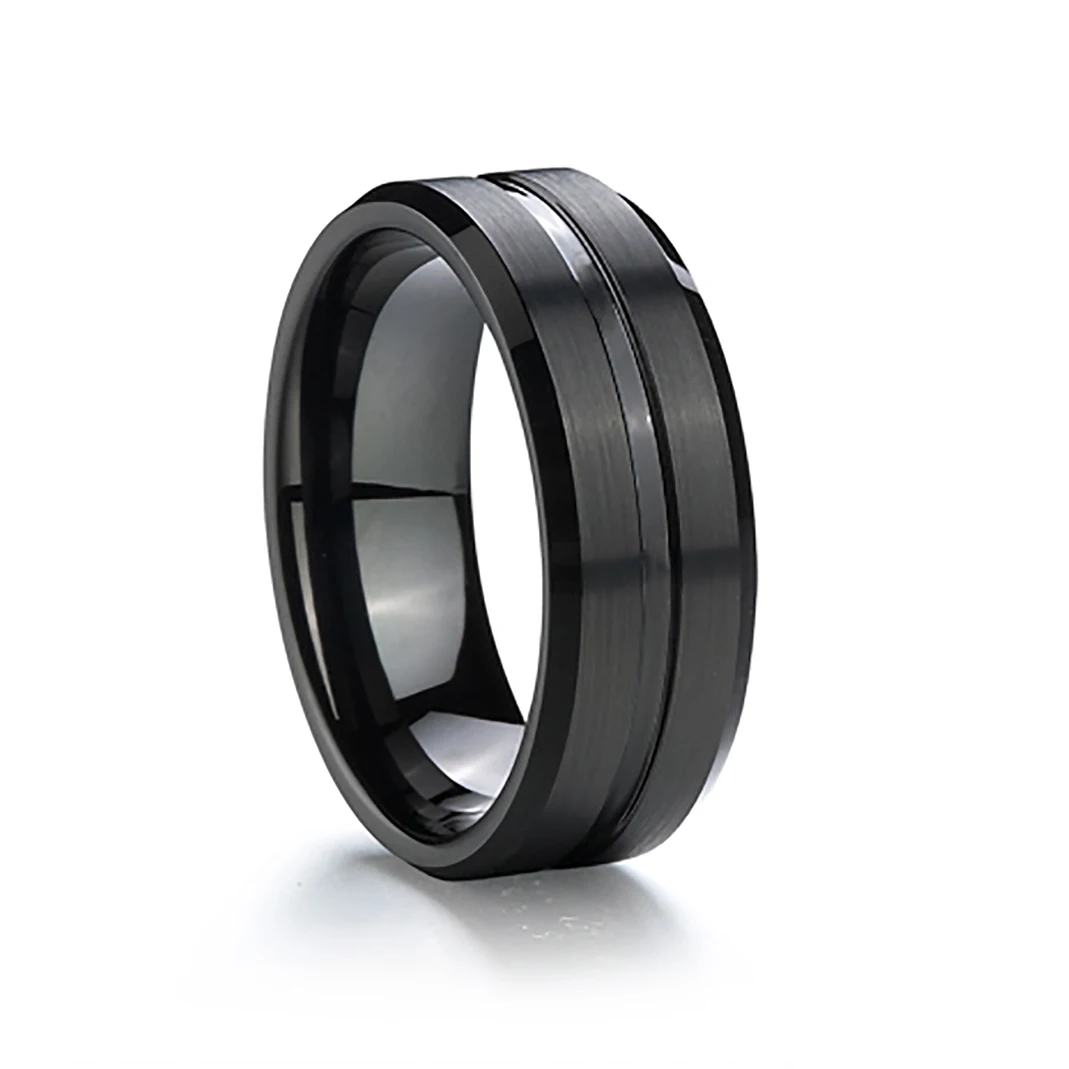 Unique USA blue wedding band Tungsten Rings For men male anniversary gift fashion 8mm Heavy Titanium jewelry Men\'s Ring
