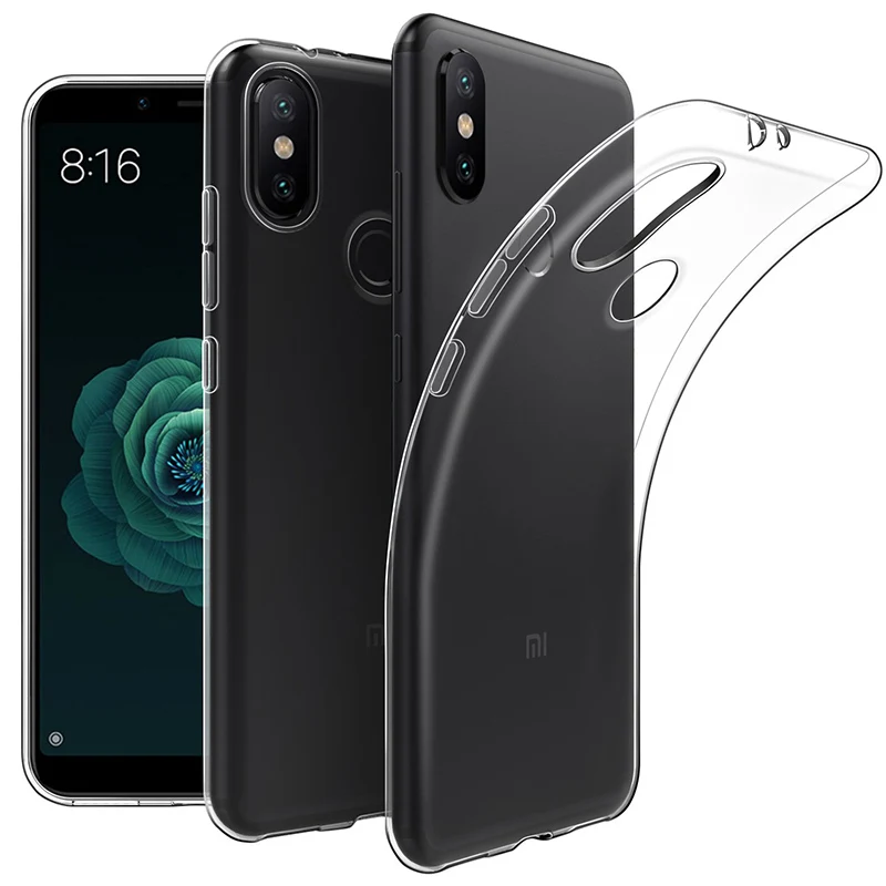 Clear Silicone Phone Case for Xiaomi Mi A2/A2 Lite TPU Transparent Soft Mobile Back Cover Redmi A2Lite MiA2 MiA2Lite RedmiA2 Bag