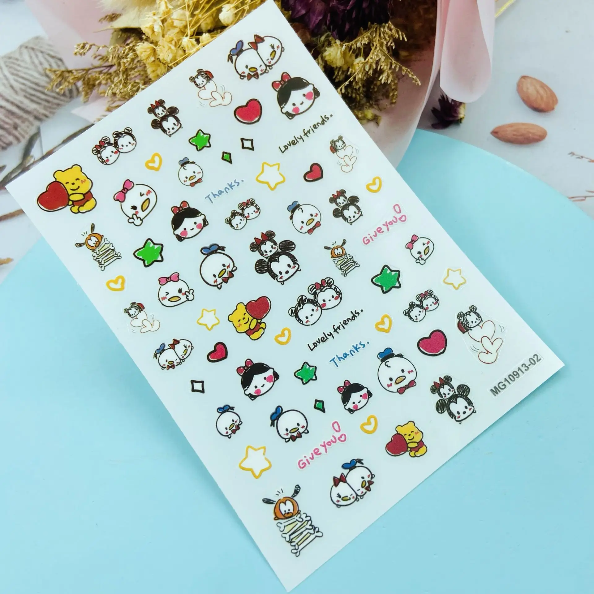 DIY Japanese Style Fashion New Arrival Thin Traceless Nail Stickers Back Glue Adhesive Little Girl&Carton Chicken Dry Nail Decal