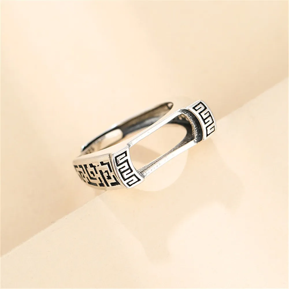 Ring Blank for 5x12mm/6x13mm/7x15mm/8x17mm Saddle Cabochons Thai Sterling Silver Adjustable Band Ring Base