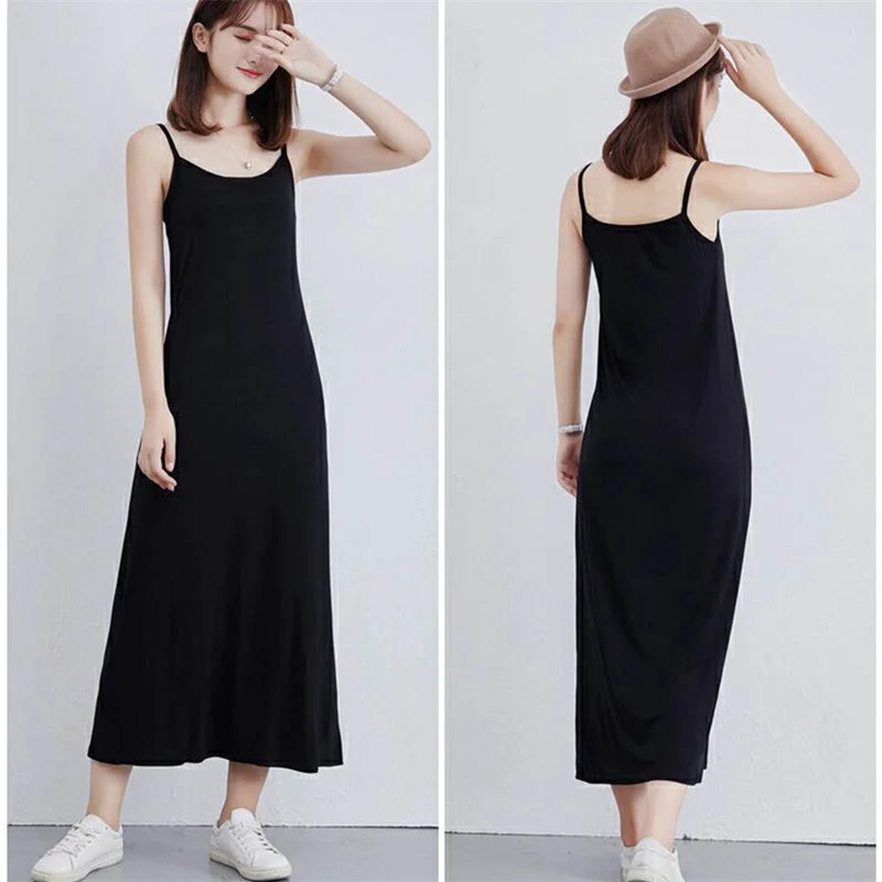 Women Sling Dress Casual Solid Spaghetti Short Dress Sleeveless Dress Slips Under Dress Sexy Ladies