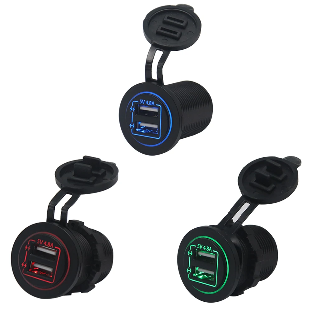 

Dual USB Car Quick Charger Socket Waterproof DC 12V/4.8A Power Outlet for iPad iPhone Car Motorcycle Marine Boat