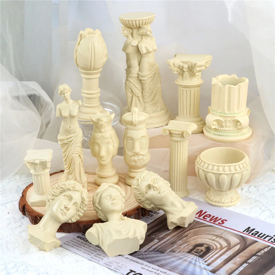 

Combination The Roman Human Silicone Mold Column Venus Candle Making Wax Plaster Artwork Nordic Decorathing Fragrance Sculpture