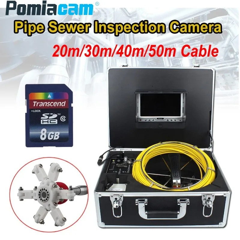 

23MM Professional Pipe Sewer Inspection Camera System 7D1 7"TFT Monitor 20/30/40/50m cable Industrial Pipeline Endoscope Camera
