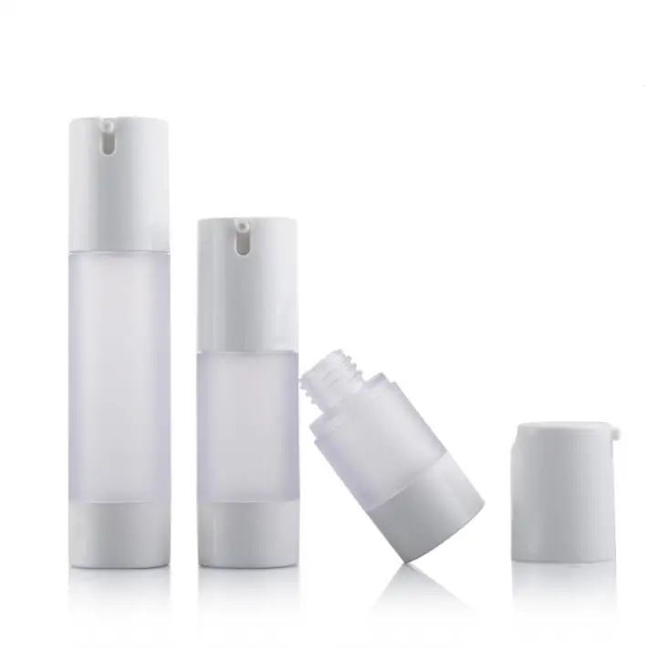 

15ml 30ml 50ml Airless Bottle Essence Vacuum Pump Frosted White Refillable Bottles Liquid Makeup Container Tools 100pcs SN318