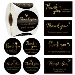 50/500pcs Black Gold Foil Thank You Cards for Supporting My Small Business Thanks Greeting Cards for Retail Store Handmade Gift