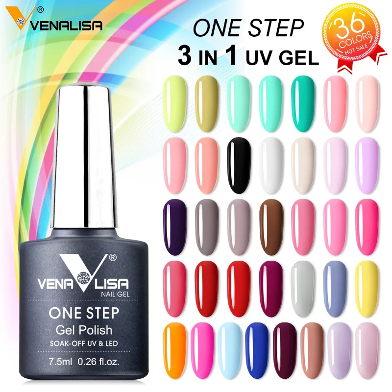 3 in 1 UV Gel Polish One Step Gel Lacquer VENALISA Soak off Organic UV LED Nail Gel Varnish Nail Art Salon New Arrival Varnish