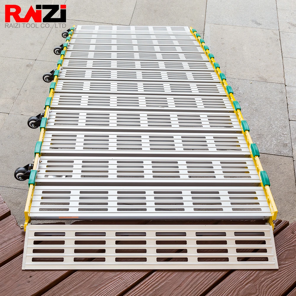 Raizi 1 set Portable Foldable Aluminum Ramps Custom Size Anti-slip Adjustable Loading Mobile Home Supermarket Rolling Ramps