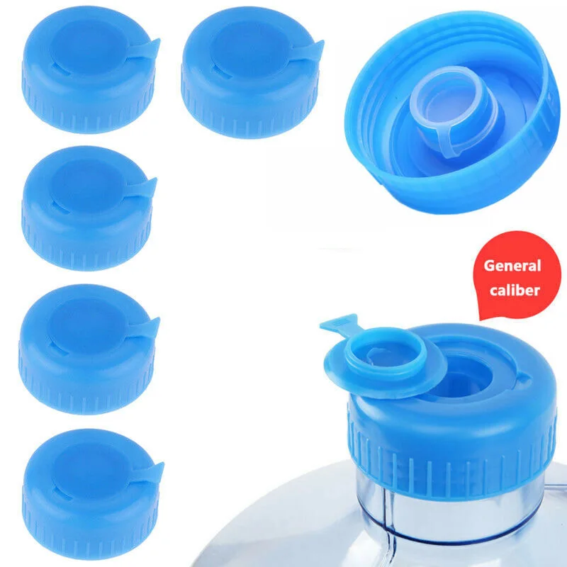 5pcs Water Jug Caps Gallon Drinking Water Bottle Screw on Cap Replacement Anti Splash Antileak Lids for 55mm Gallon Water Jug