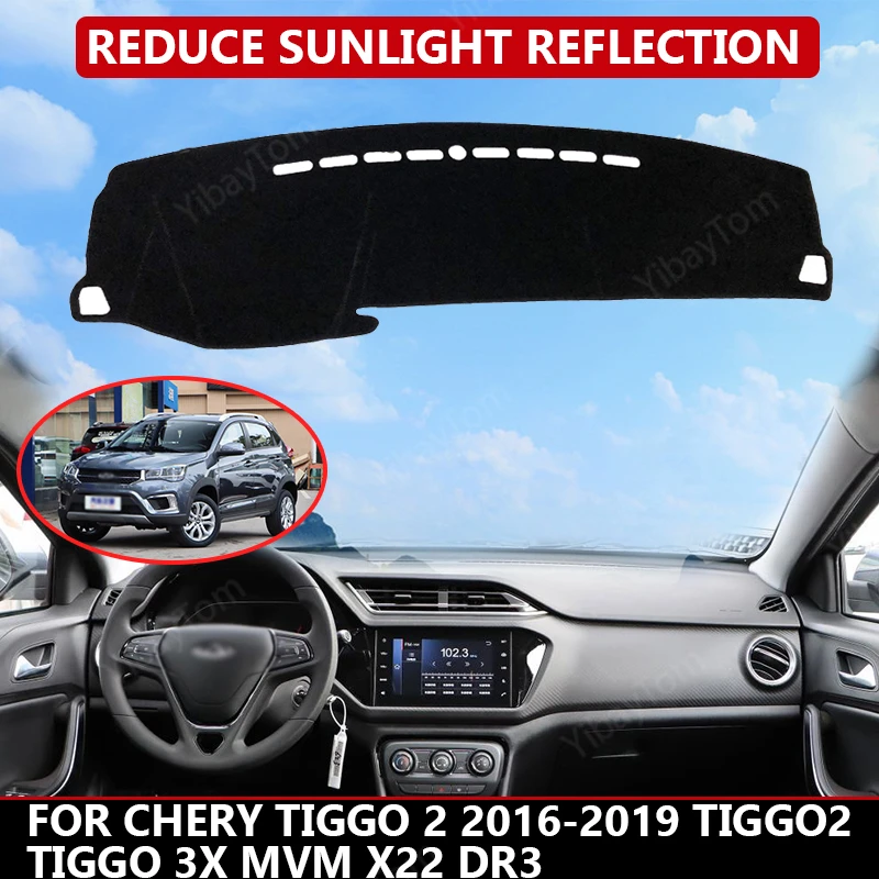 

Чехол для приборной панели автомобиля Chery Tiggo 2 2016-19 Tiggo2 Tiggo 3x MVM X22 DR3, защитный коврик от солнца, коврик для приборной панели, Автомобильный Ковер