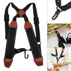 Double Shoulder Saxophone Strap 4.8CM Width Genuine Leather Sax dual straps for Alto Tenor Soprano Sax Wind Instrument Parts