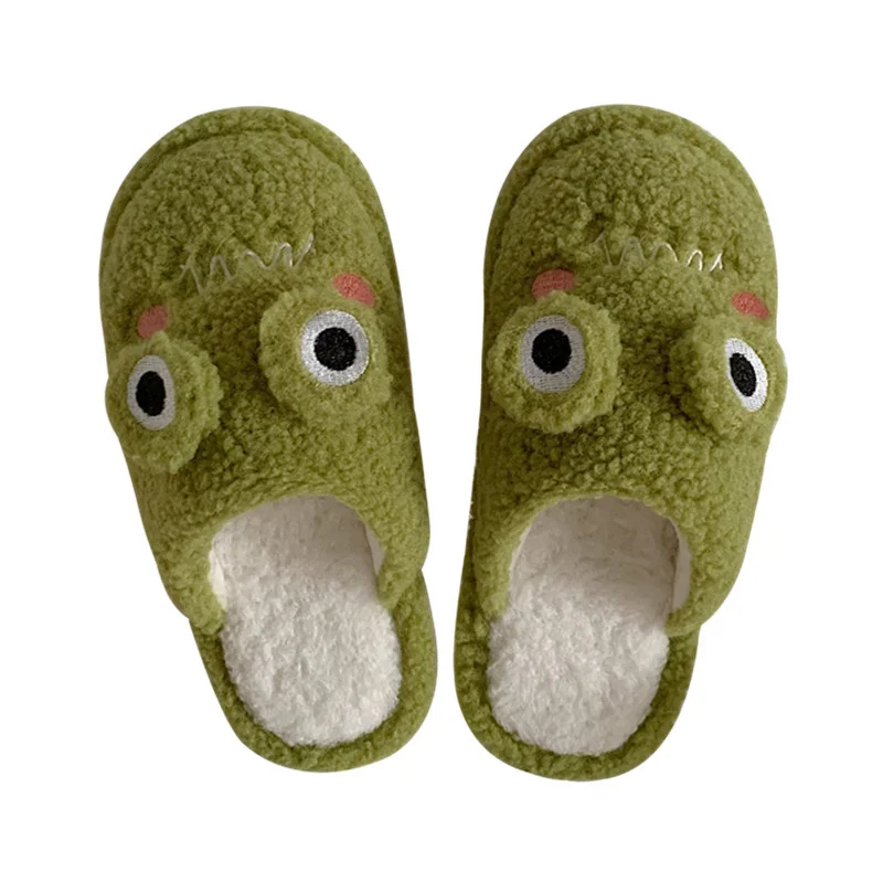 Thick Cotton Home Slippers Female Winter Ins Lovely Frog Animal Slipper Student Funny Cute Cartoon Plush Anti-skid Indoor Shoes