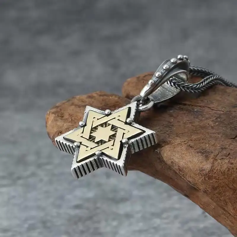 Israeli Star of David Geometric Hexagram Pendant Necklace Jewish Men Women Fashion Amulet Jewelry