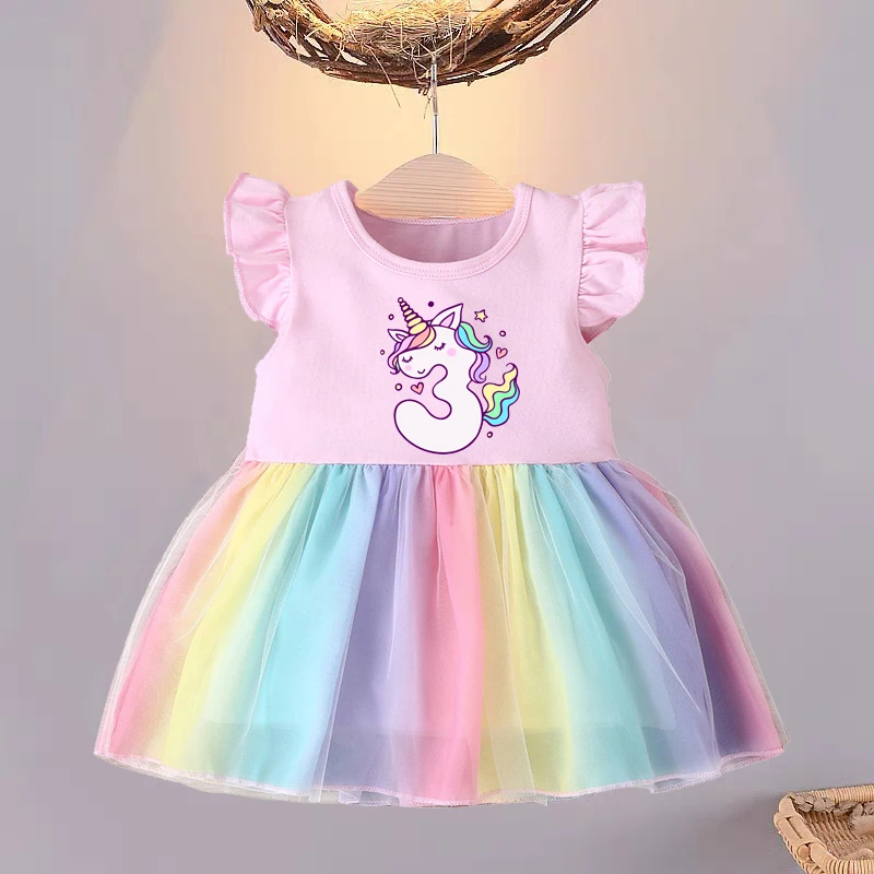 1 2 3 4 Year Birthday Dresses Baby Girl Clothes Toddler Birthday Xmas New Year Outfits Summer Dresses Prom Dress for Girls