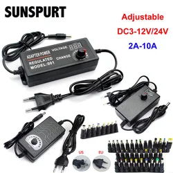 Alimentatore regolabile DC3V-12V/24V 9V-24V 1A 2A 5A con adattatore universale dell'esposizione di tensione dello schermo alla striscia del CCTV LED