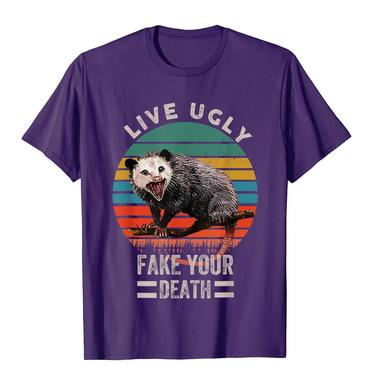 Vintage Live Ugly Fake Your Death Opossum Funny T-Shirt Brand Printed On Tshirts Cotton Men T Shirt Printed On