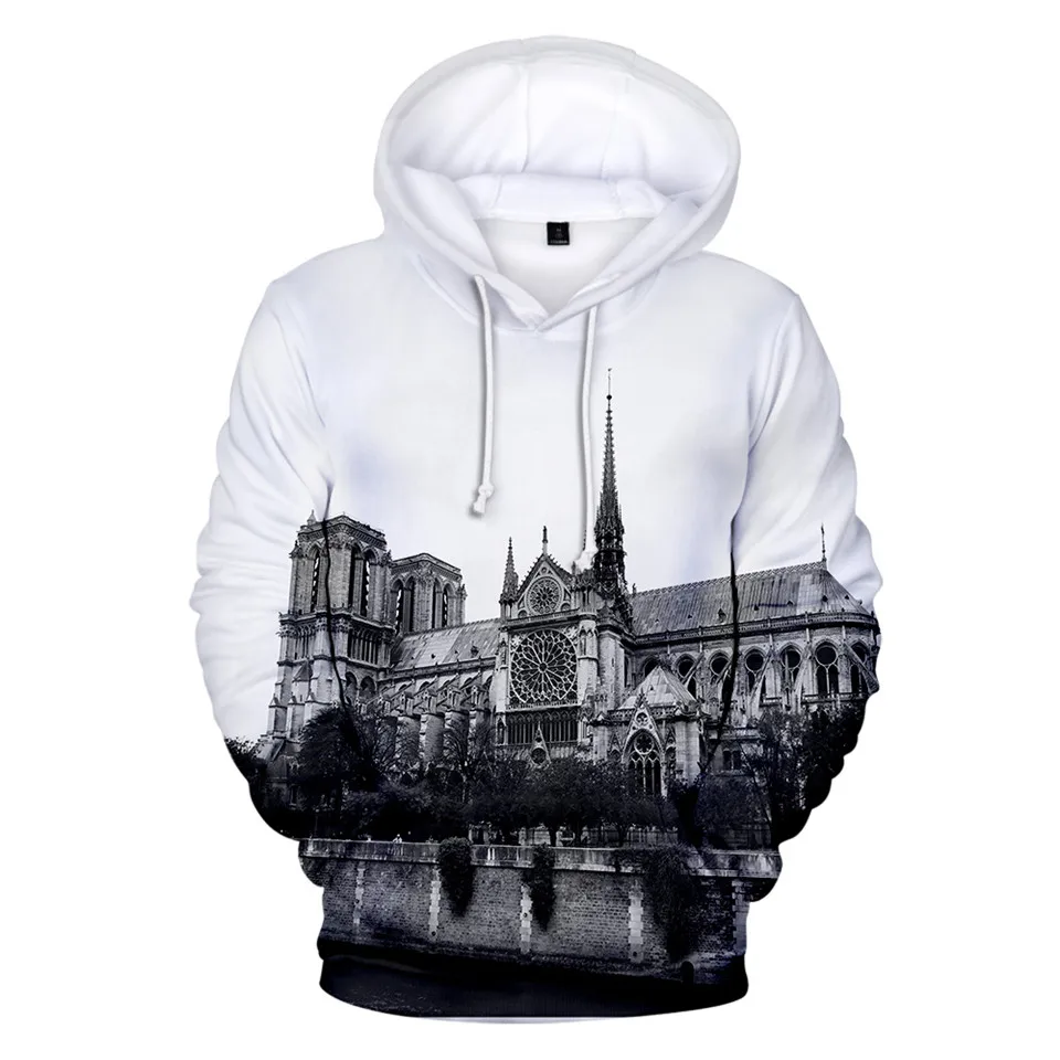 Trendy Personality Forever Famous Notre Dame De Paris 3D Print Hoodies Men/Women Long Sleeve Sweatshirt Casual Pullovers Jackets