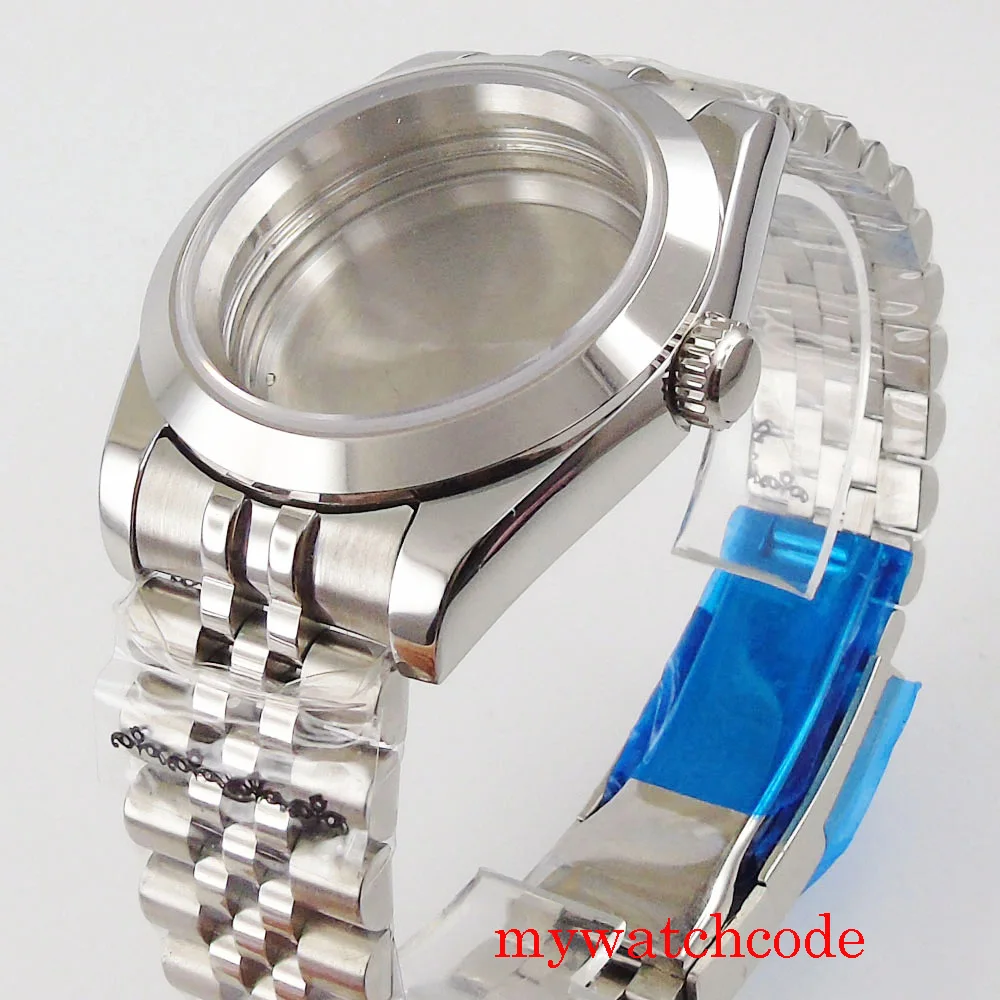 Stainless Steel Men Watch Case Fit NH35 NH36 MIYOTA 8215 Automatic Movement Sapphire Glass Jubilee Strap