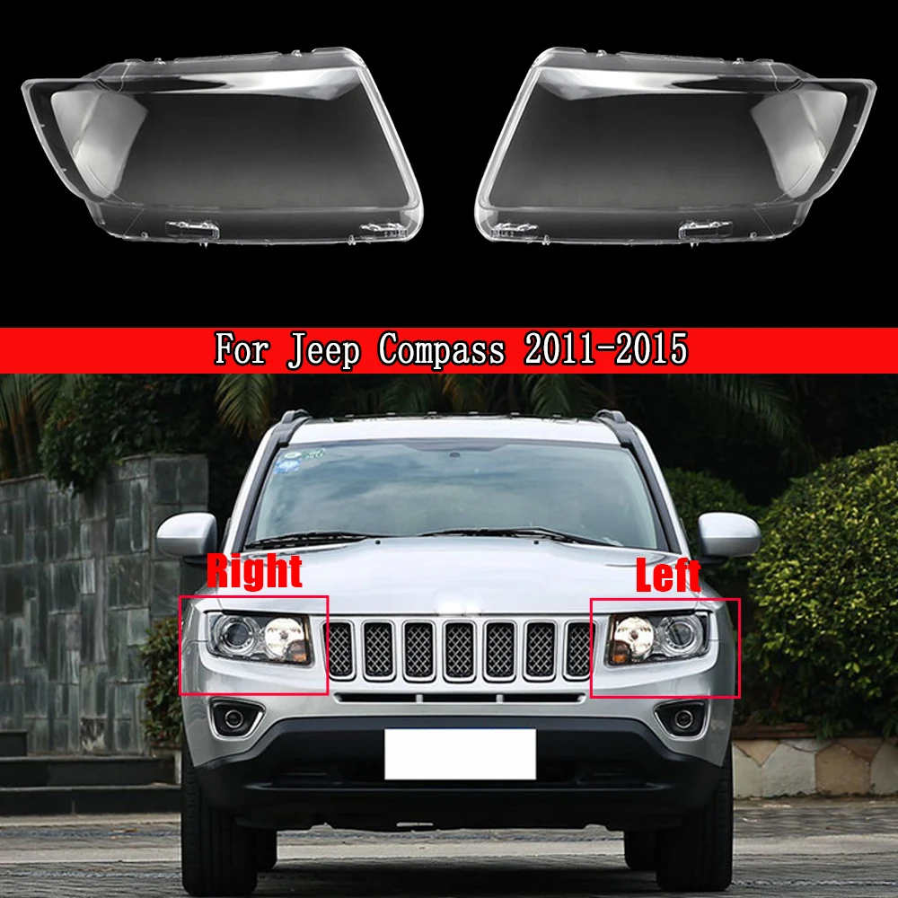 Lentes de repuesto para faros delanteros de coche, carcasa protectora transparente para Jeep Compass 2011-2015