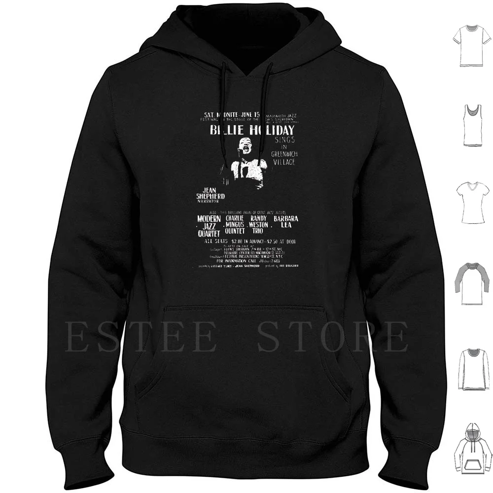 Holiday Live In New York ( Distressed Design ) Hoodie Long Sleeve Billie Ella Holiday Jazz Legend Blues Strange Fruit