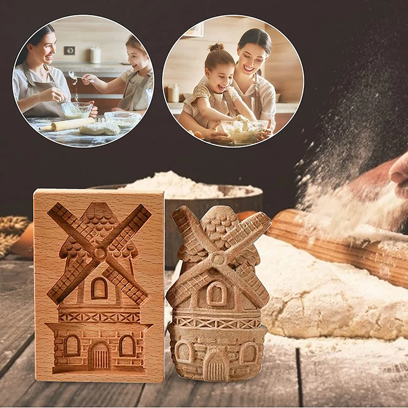 Wooden Cookie Mold Household Gingerbread Cake Mould Press Christmas 3D Biscuit Embossing Molds Bakery Gadget Kitchen Supplies