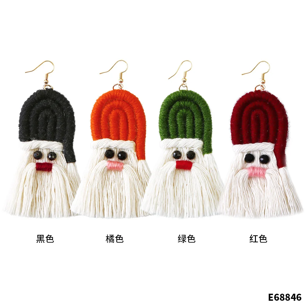 European and American Santa Claus Cartoon Big Tassel Earring Woman Simple Fashion Girl Banquet Party Jewelry Christmas Gift