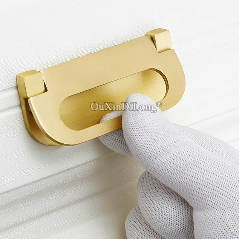 8PCS Solid Brass Furniture Handles Drawer Pulls Invisible Hidden Tatami Cupboard Wardrobe Closet Dresser Cabinet Door Pulls