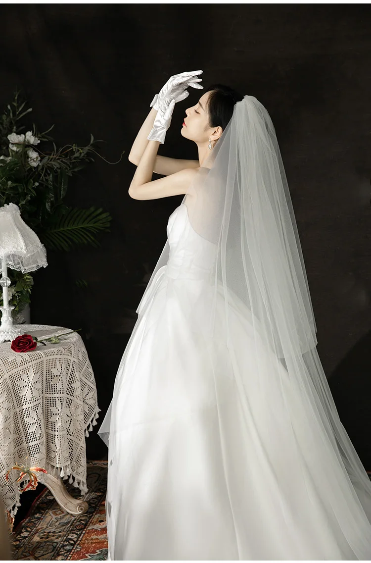 Nuovo arrivo accessori da sposa copricapo 2 strati fard di base velo lungo 3 metri di lunghezza 3 metri di larghezza cattedrale veli da sposa