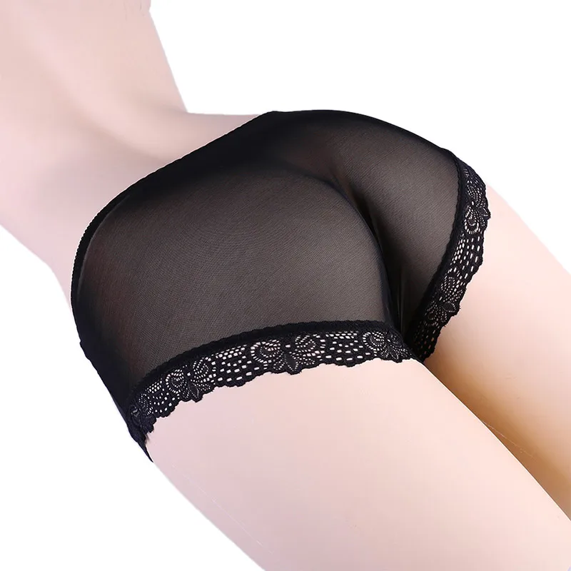 Ultra Thin Lace Mesh Panties Women Sexy Full Transparent Seamless Briefs Mid Waist Plus Size  Lingerie Breathable