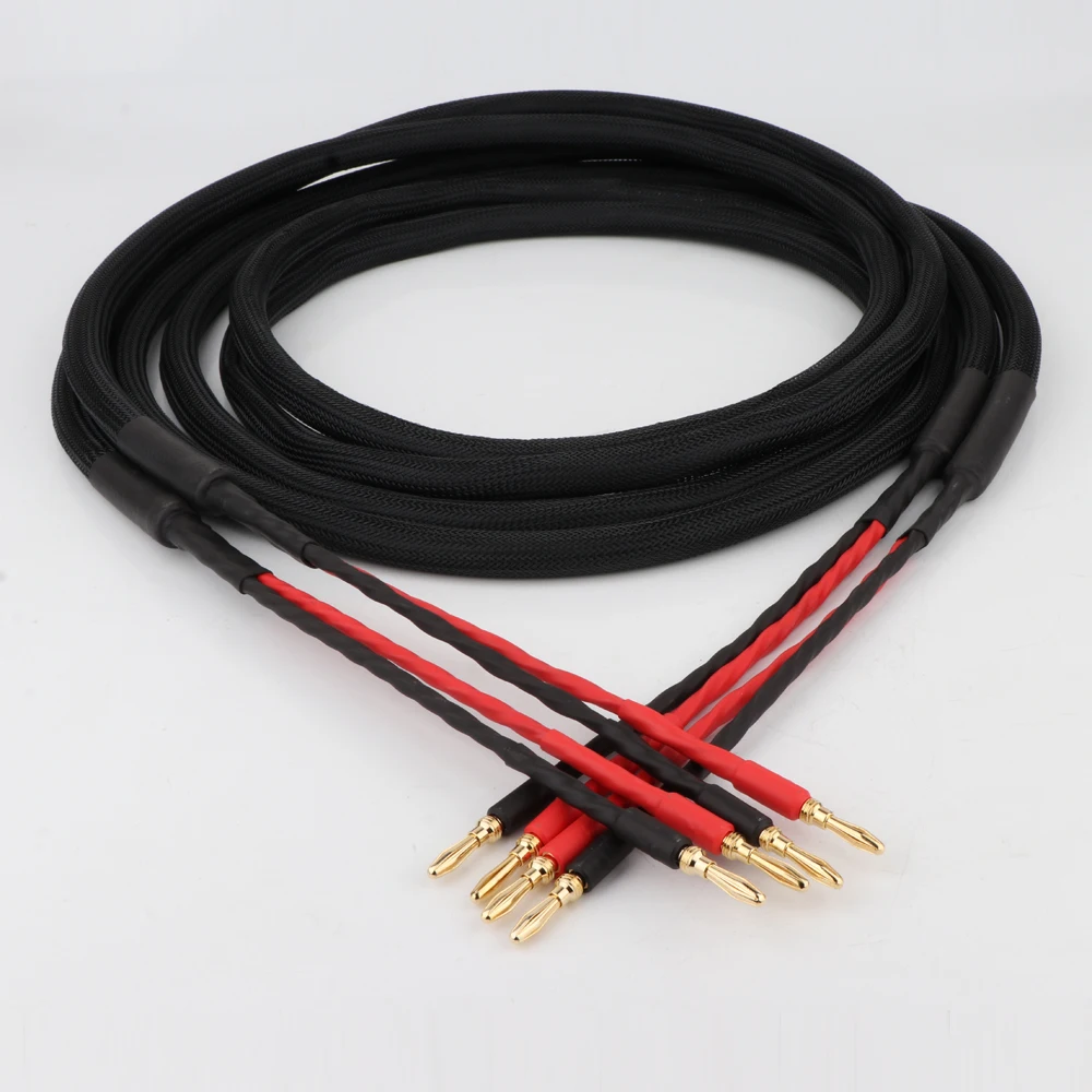 

1Pair 6N OFC 8Cores Speaker cable With Gold plated Banana plug