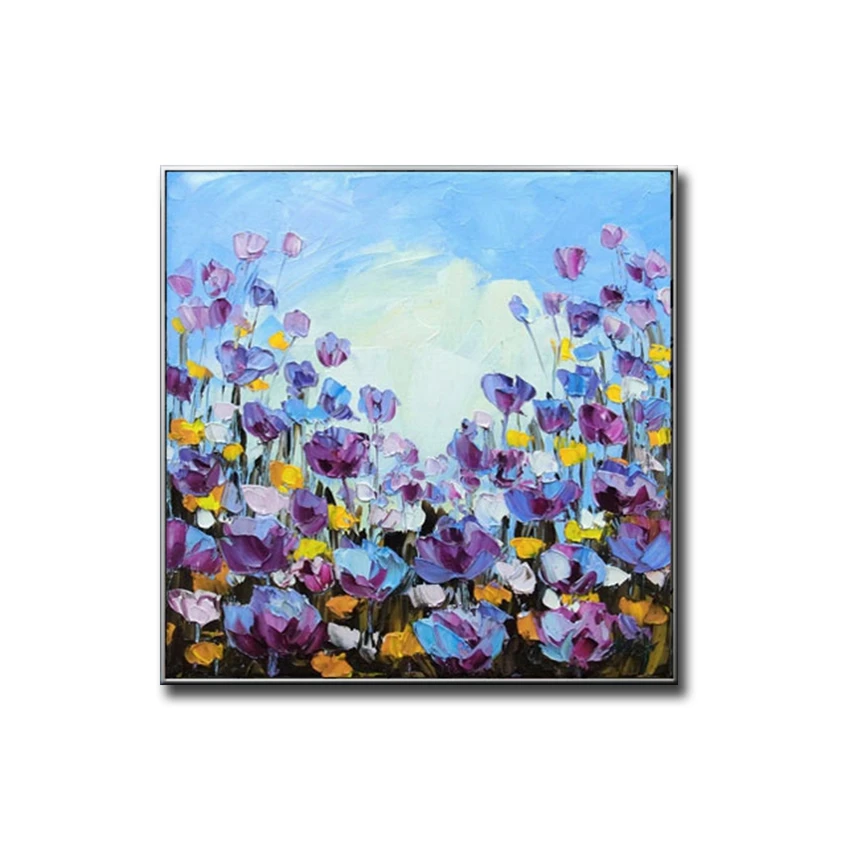 Best selling beautiful colorful flower purple dream handmade canvas oil painting home decor for bedside sofa background no frame