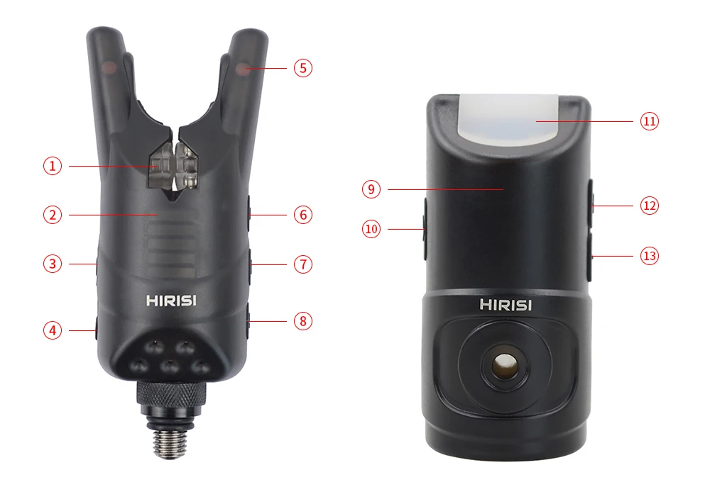 Hirisi Kabelloses Karpfenangel-Bissalarmsystem, Elektronisches Bissanzeiger-Set mit Batterien, Angelzubehör HRS1 – Detail 5