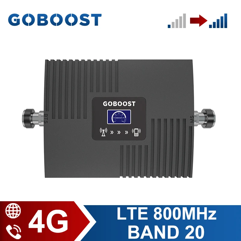 GOBOOST LTE 4G Signal Booster 800MHz Mobile Phone Cellular Amplifier Band 20 Single Band Network Repeater