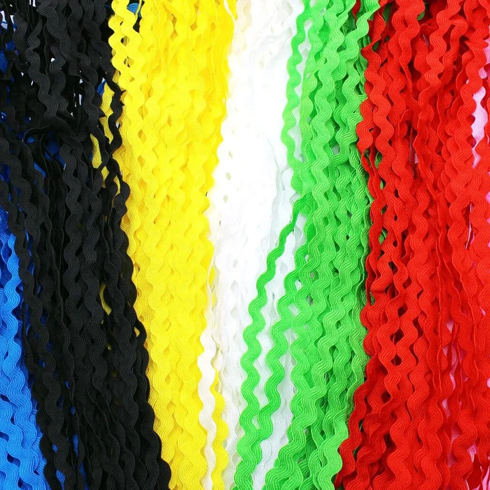 15Yards Multi-Color Terylene Ribbon Ric Rac Zig Zag Lace Fringe Trim Ribbon Wave Bending Ribbon For Sewing DIY Craft Wedding Dec