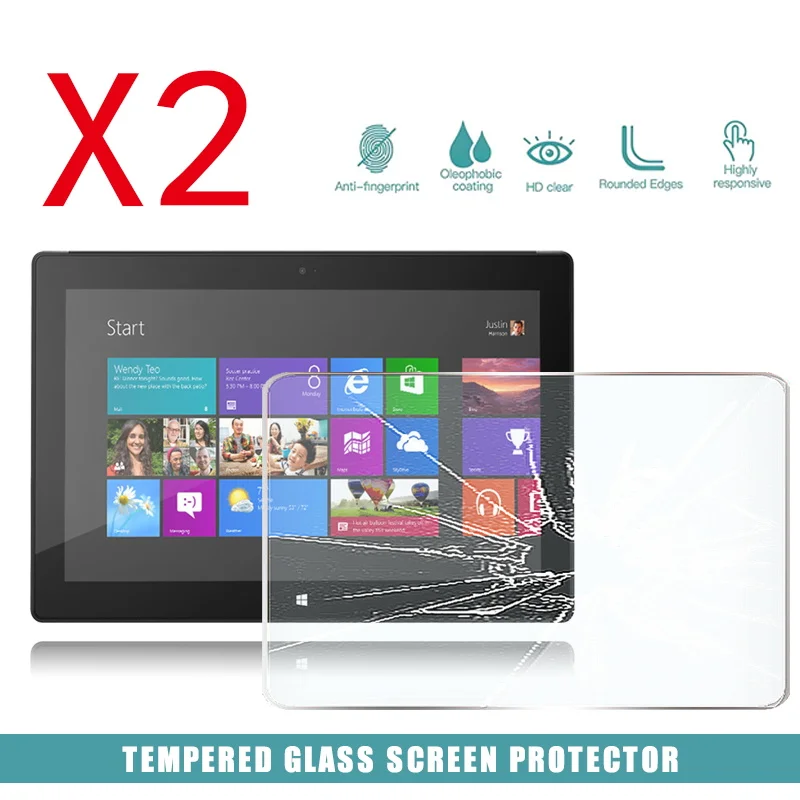 

2Pcs Tablet Tempered Glass Screen Protector Cover for Microsoft Surface RT Tablet Computer Anti-Scratch Explosion-Proof Screen