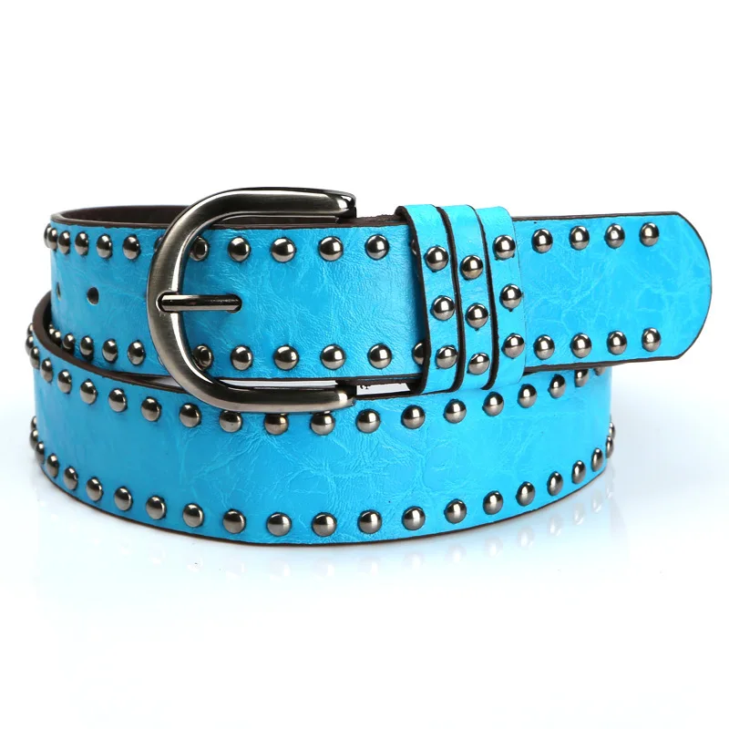 

Idopy Punk Rivet Rock With Pin Buckle Gothic Beads Leather Belt for Women Men Studded Belt for Party Stage Performance