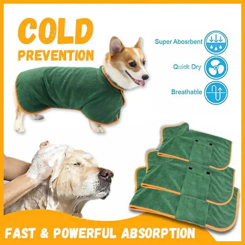 Dog Bathrobe Towel Bath Robe Pet Dog Bathrobe Super Fast Drying Coat Soft Adjustable Absorbent Towel For Large Medium Small Dog