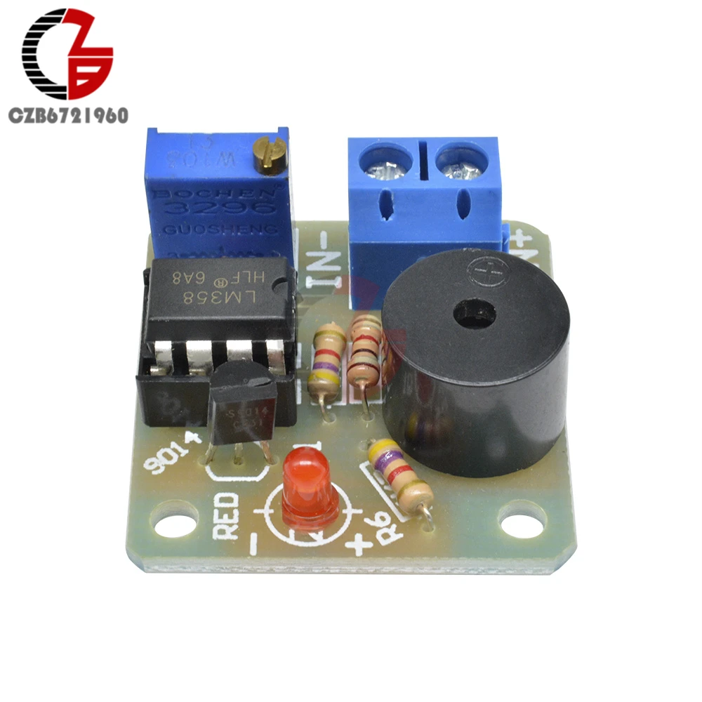 12V LM358 Accumulator Storage Battery Low Voltage Undervoltage Overcharge Discharge Sound Alarm Buzzer Detector Protection Board