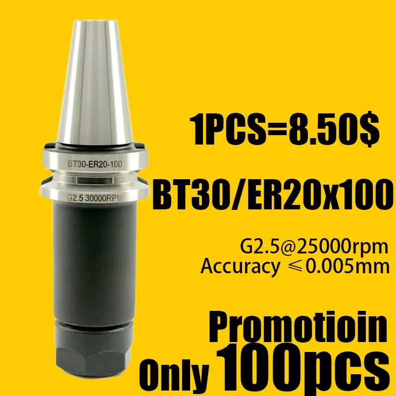 

BT30 ER20 MAS 403 BT Arbor Collet Chuck CNC Machine Tools Balanced G2.5 25000rpm Accuracy 0.005mm length 2020 High Precision