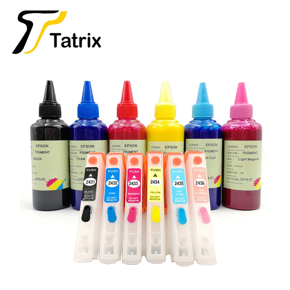 Tatrix T2431XL T2431 Empty Refillable Ink Cartridge For Epson XP-750 XP-760 XP-850 XP-860 XP-950 xp-960 printer with ARC chip