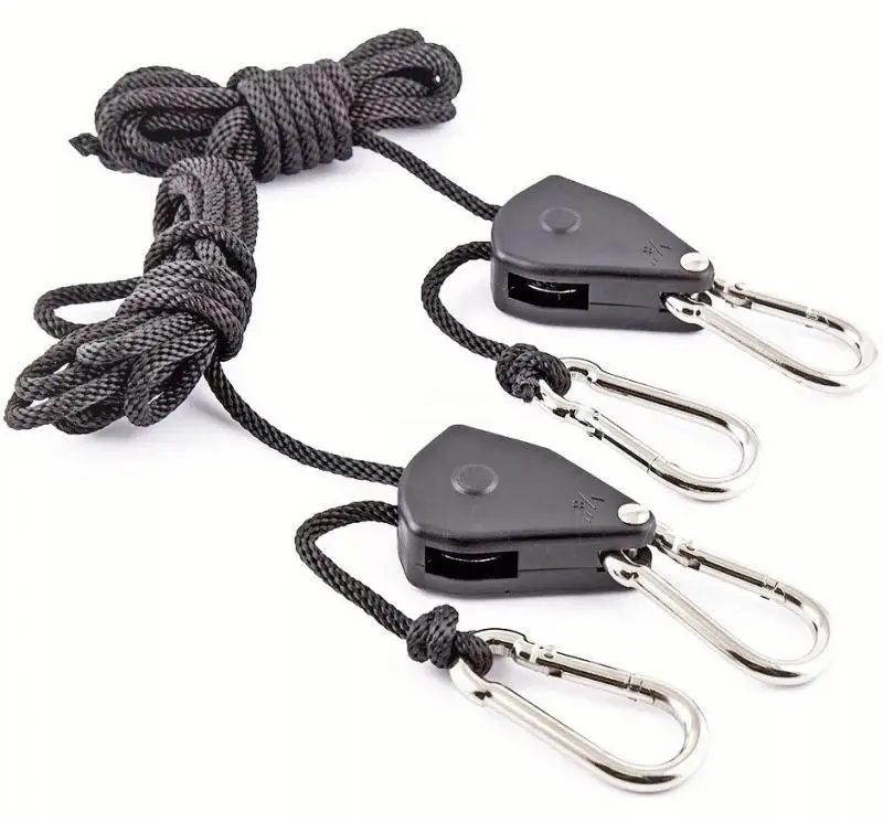 2Pc puleggia regolabile imbracatura imbracatura gancio a cricchetto carico massimo 150 Lb lampada sollevatore riflettore tazza Led gancio assemblaggio imbracatura