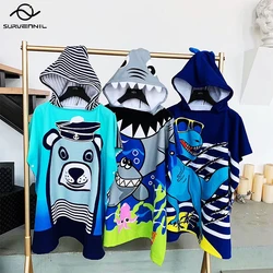 Child Bath Poncho Microfiber Cotton Poncho Boys Girls Summer Beach Poncho Robe Pool Swimming Towel Beach Dry Towels with a Hood