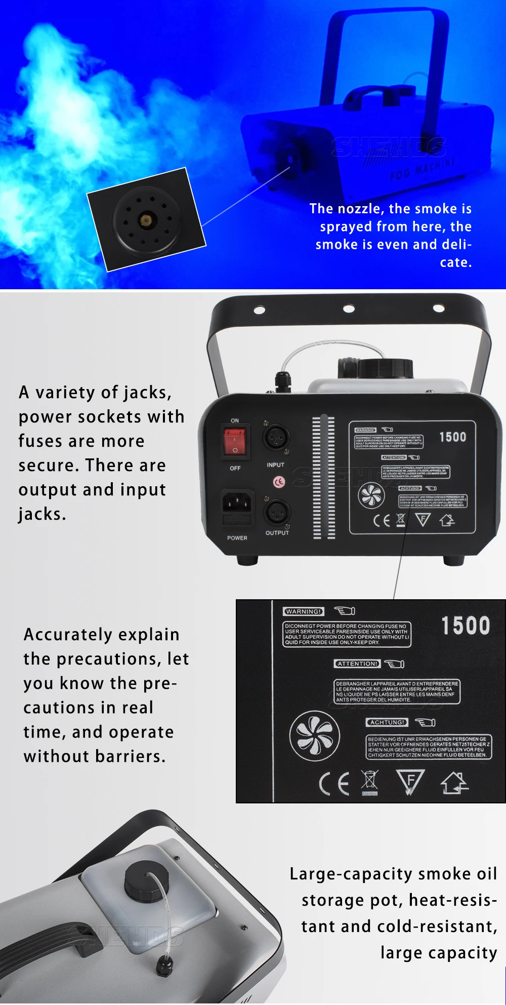 1500W DMX Nebel Maschine Drahtlose Fernbedienung Fogger Für Party DJ Disco Hochzeit Konzert DMX512 Nebel Maschine – Detail 9
