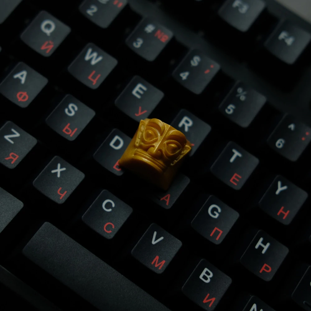 Sanxingdui maschera faraone Design portachiavi in resina per Cherry Mx Gateron Kailh Box interruttore TTC tastiera meccanica tappo chiave giallo