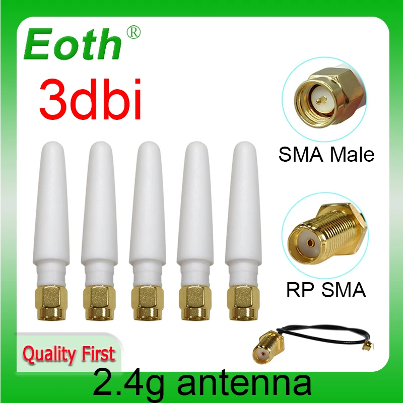 EOTH  2.4g antenna 3dbi sma male wlan wifi 2.4ghz antene IPX ipex 1 SMA female pigtail Extension Cable iot module antena